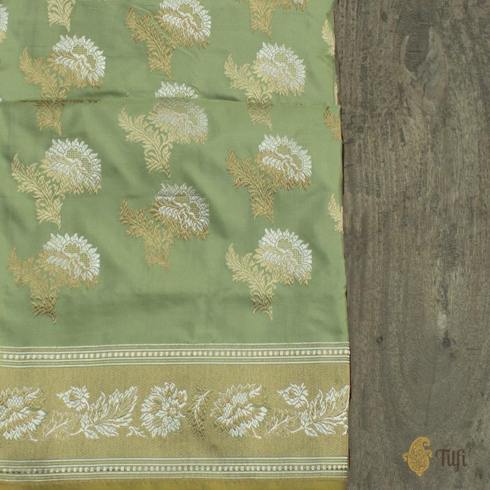 Pista Green Pure Katan Silk Handloom Banarasi Saree