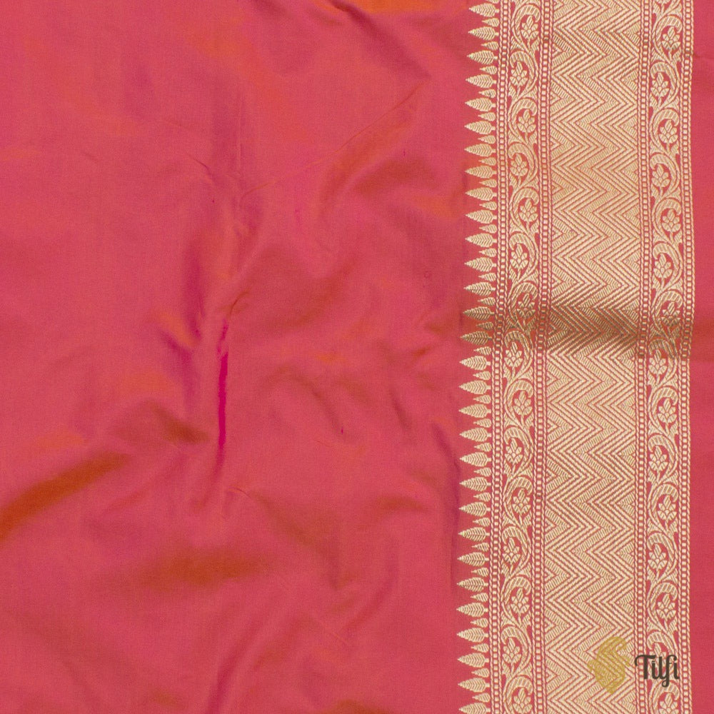Orange-Gulaabi Pink Pure Katan Silk Banarasi Handloom Saree