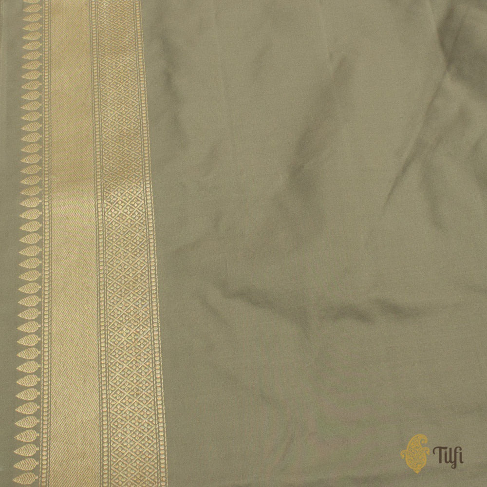 Taupe Grey Pure Katan Silk Banarasi Handloom Saree