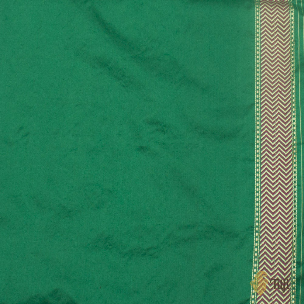 Emerald Green Pure Katan Silk Banarasi Handloom Saree