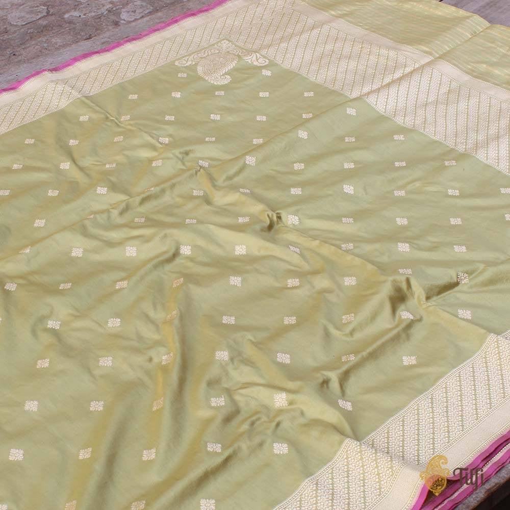 Pista Green Pure Katan Silk Banarasi Handloom Saree