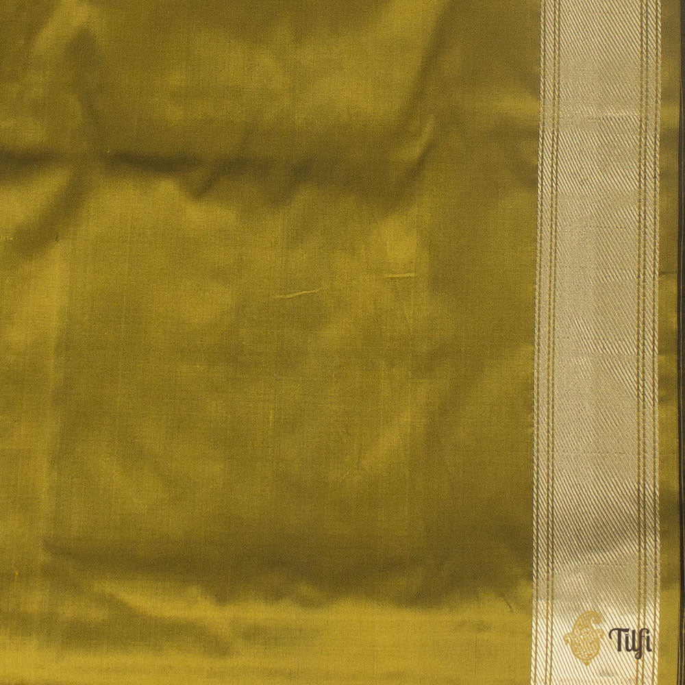 &#39;Kashi&#39; Black-Mustard Pure Katan Silk Banarasi Handloom Saree