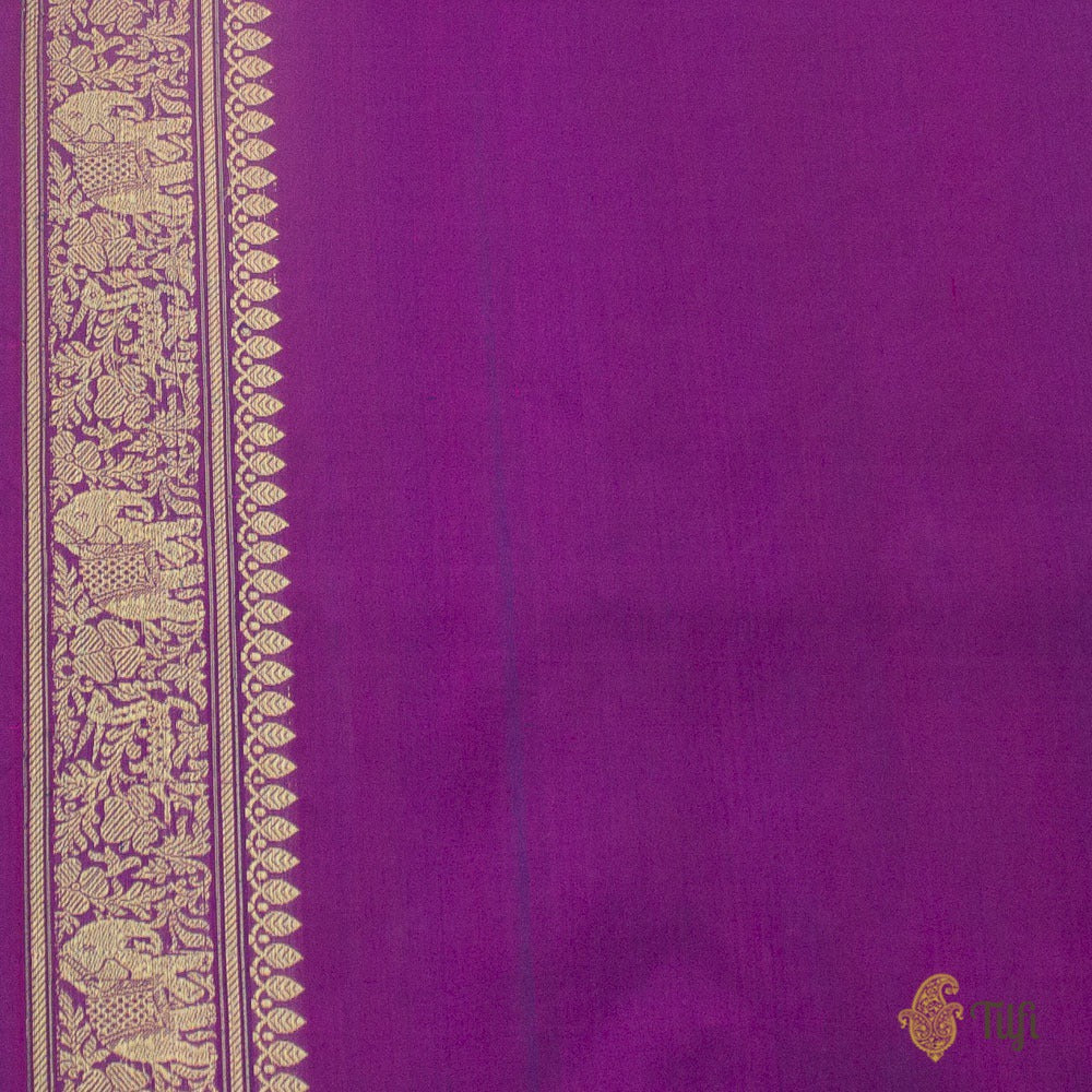 Royal Blue-Rani Pink Pure Katan Silk Banarasi Shikargah Handloom Saree