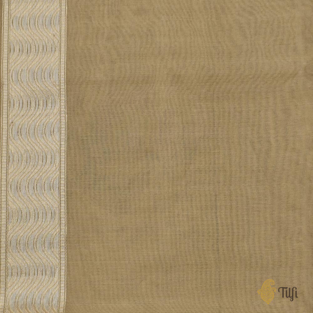 Light Gold Pure Kora Silk Tissue Banarasi Handloom Saree