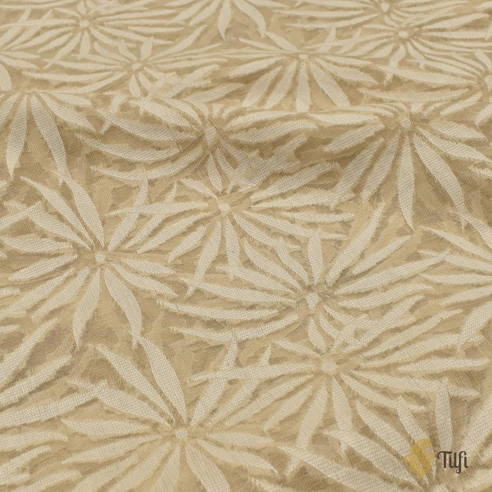 Light Gold Pure Kora Silk Tissue Banarasi Handloom Saree
