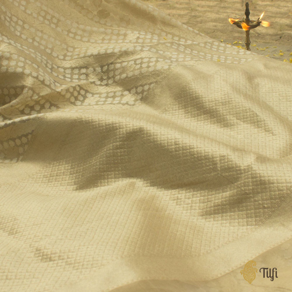 Gold Pure Kora Silk Tissue Handwoven Banarasi Saree