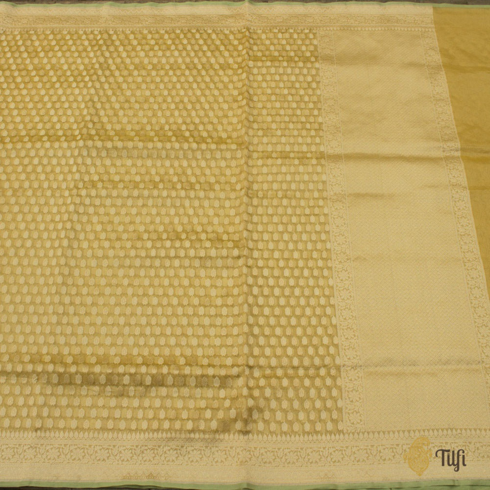 Yellow-Gold Pure Kora Tissue Banarasi Handloom Saree