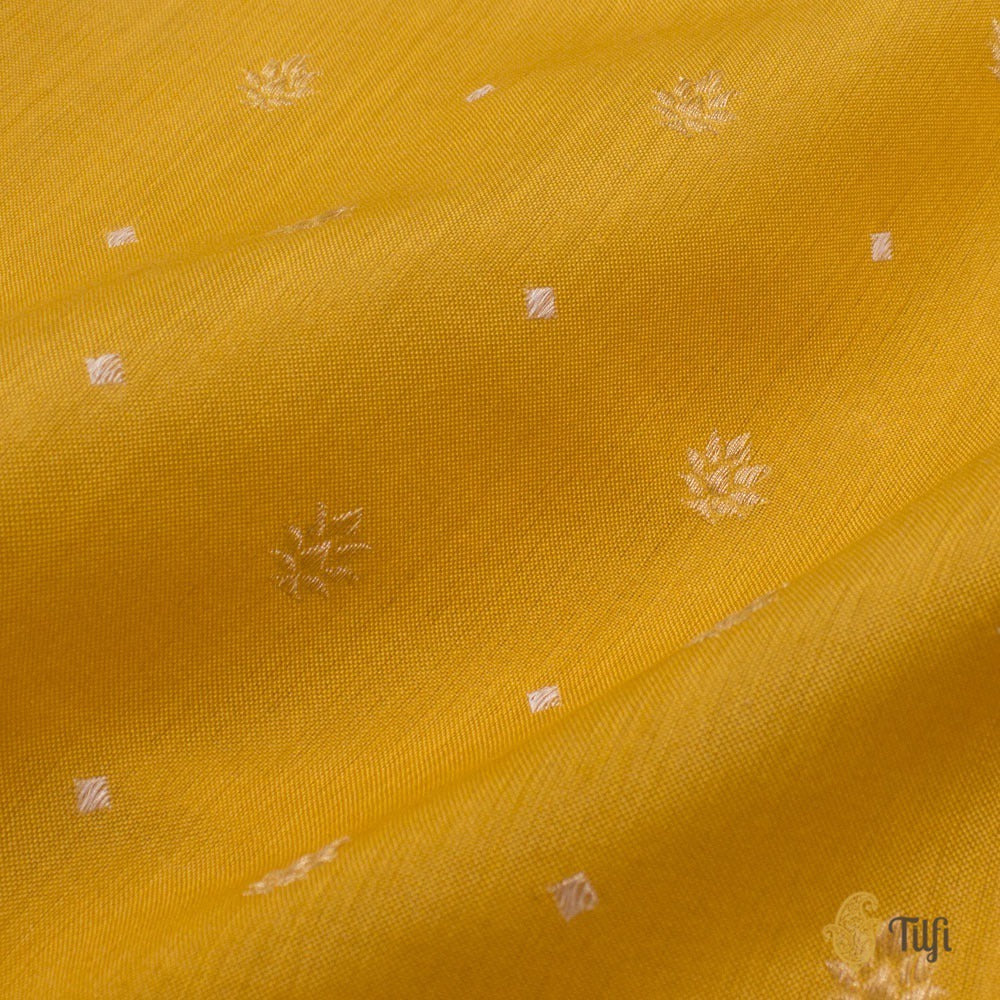 Yellow Pure Kora Chinia Silk Banarasi Handloom Saree