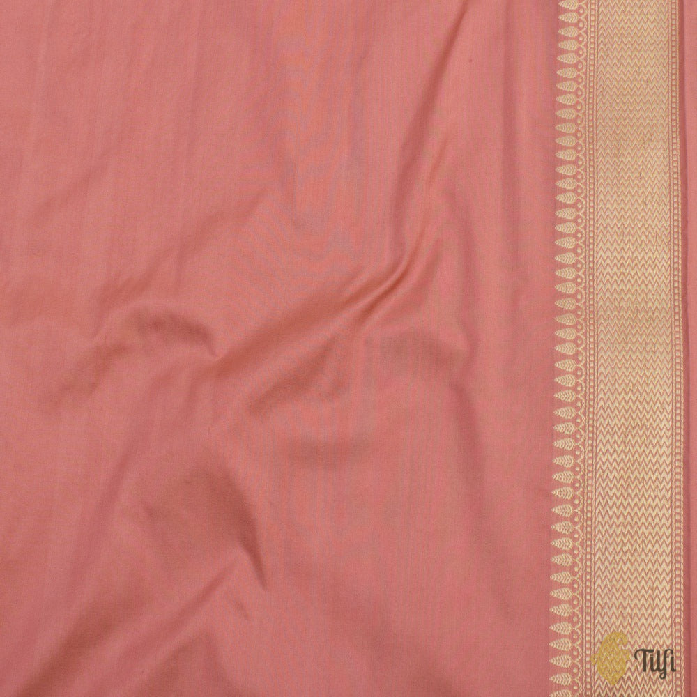Coral Peach Pure Katan Silk Handloom Banarasi Saree