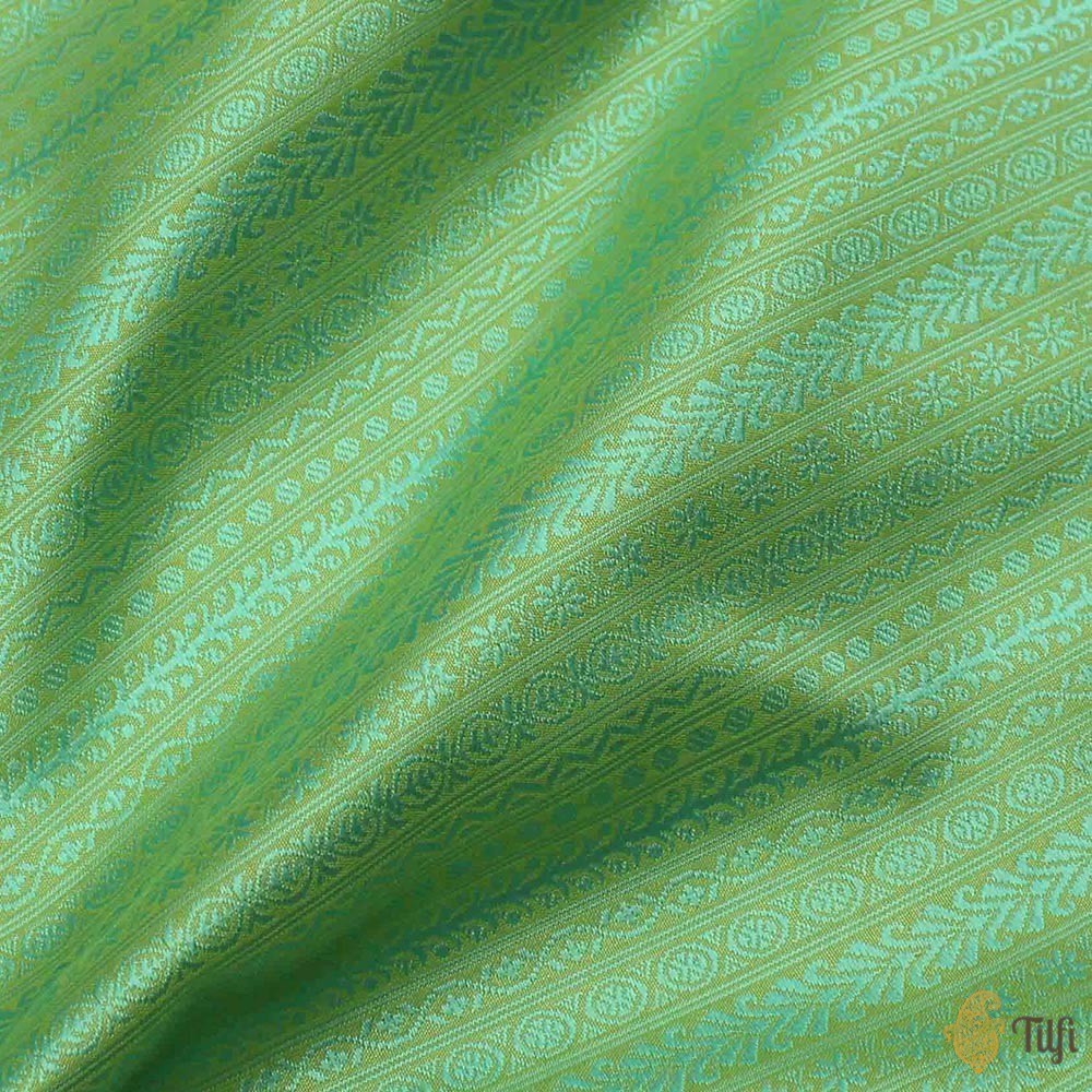 Sea Green-Turquoise Blue Pure Katan Silk Handwoven Banarasi Saree