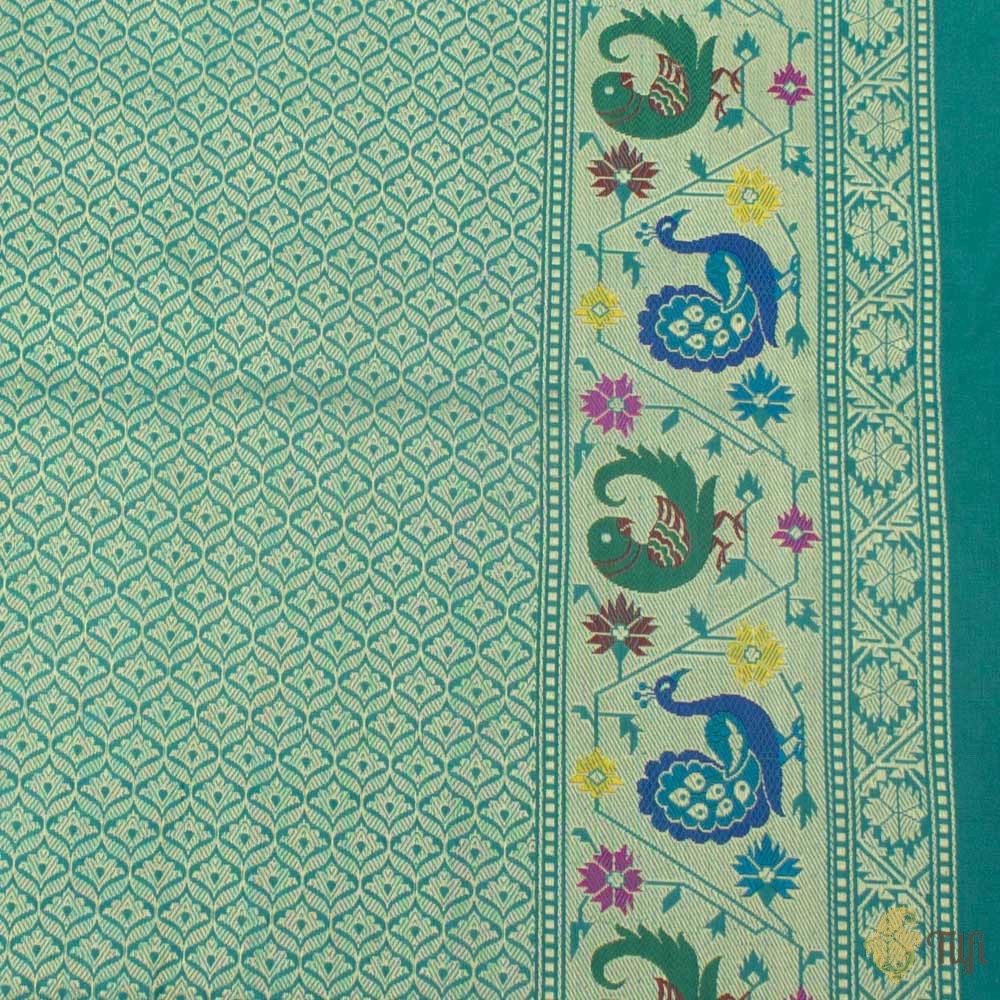 Navy Blue-Green Pure Katan Silk Banarasi Paithani Handloom Saree