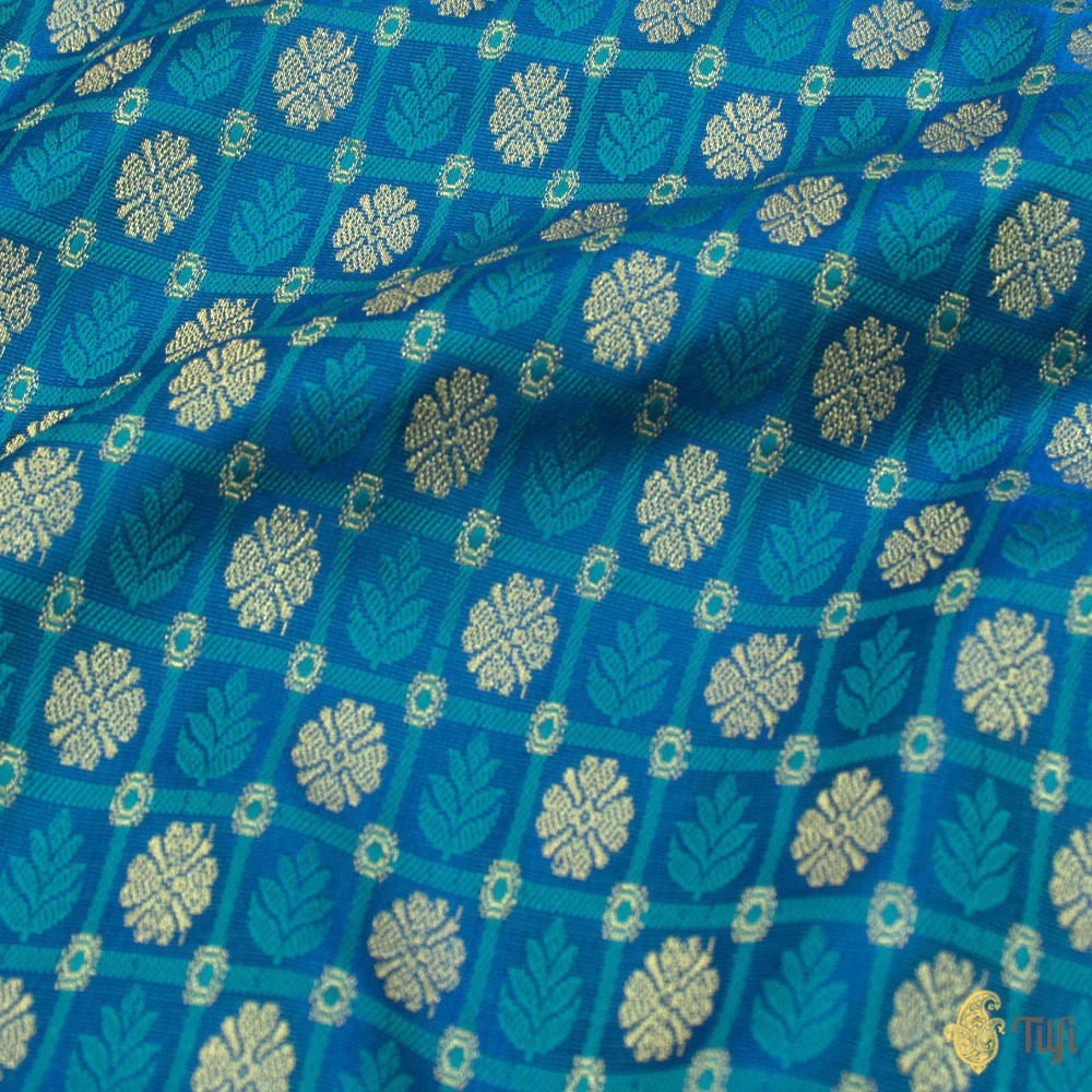 Royal Blue Pure Soft Satin Silk Banarasi Handloom Saree
