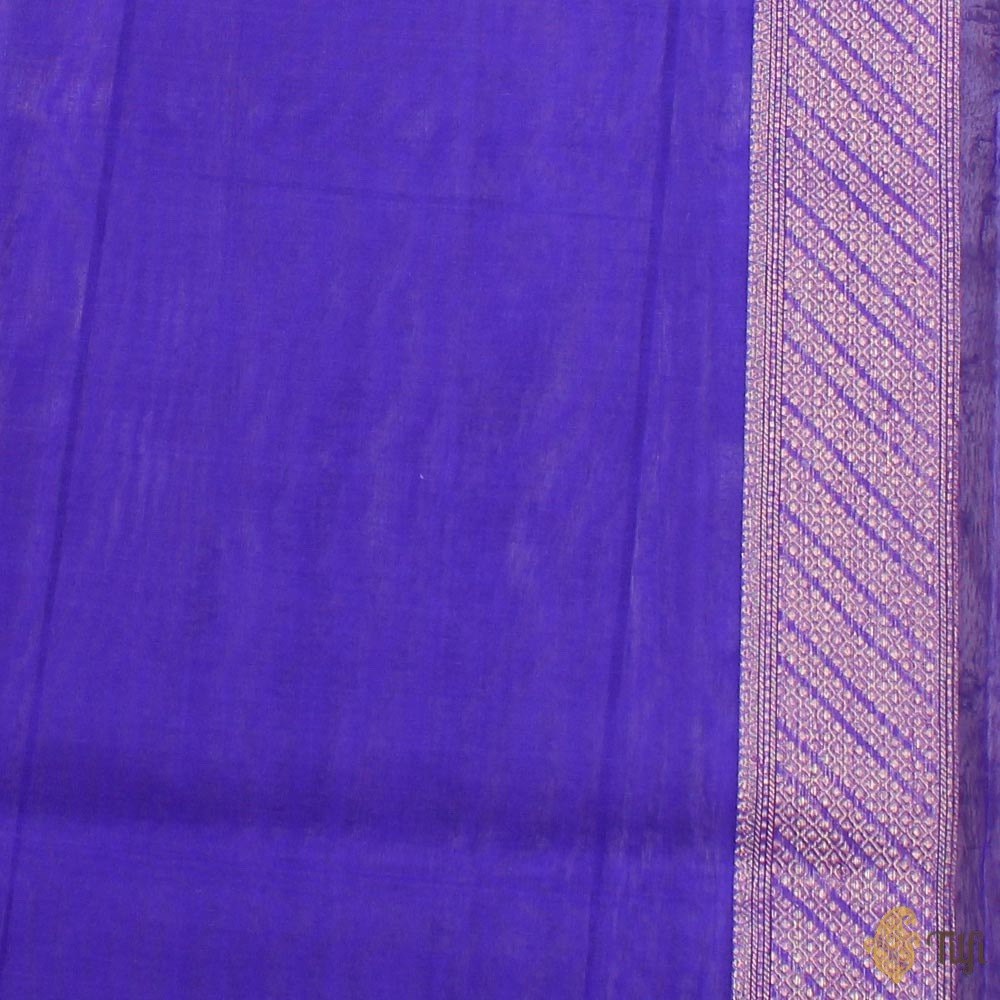 Royal Blue Pure Kora Silk Handloom Banarasi Saree
