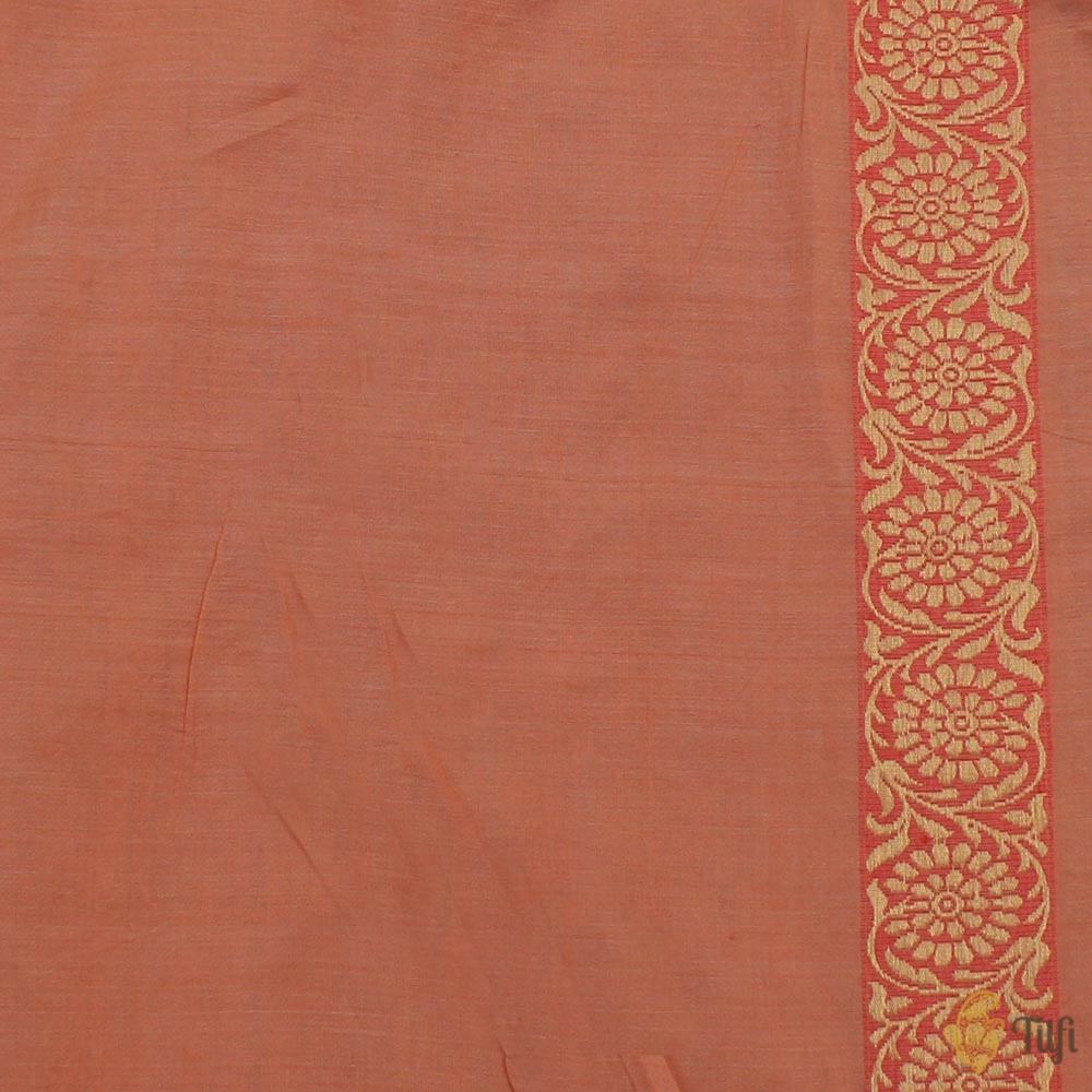 Light Peach Pure Cotton Silk Banarasi Handloom Saree