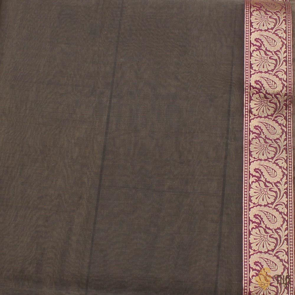 Pink-Black Pure Kora Silk Handwoven Banarasi Saree