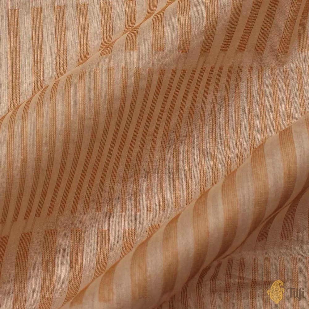 Beige Pure Kora Silk by Cotton Banarasi Handloom Saree