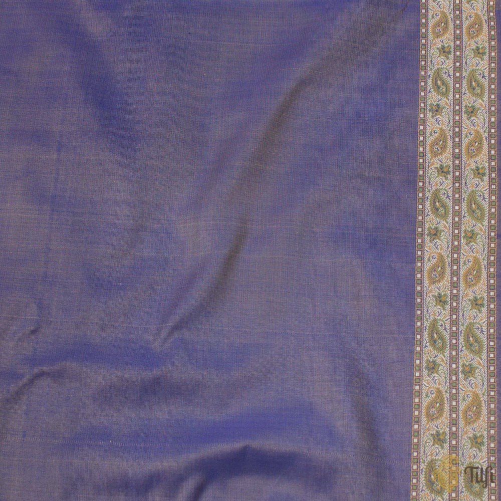 Purple Pure Soft Satin Silk Tanchoi Jamawar Banarasi Handloom Saree