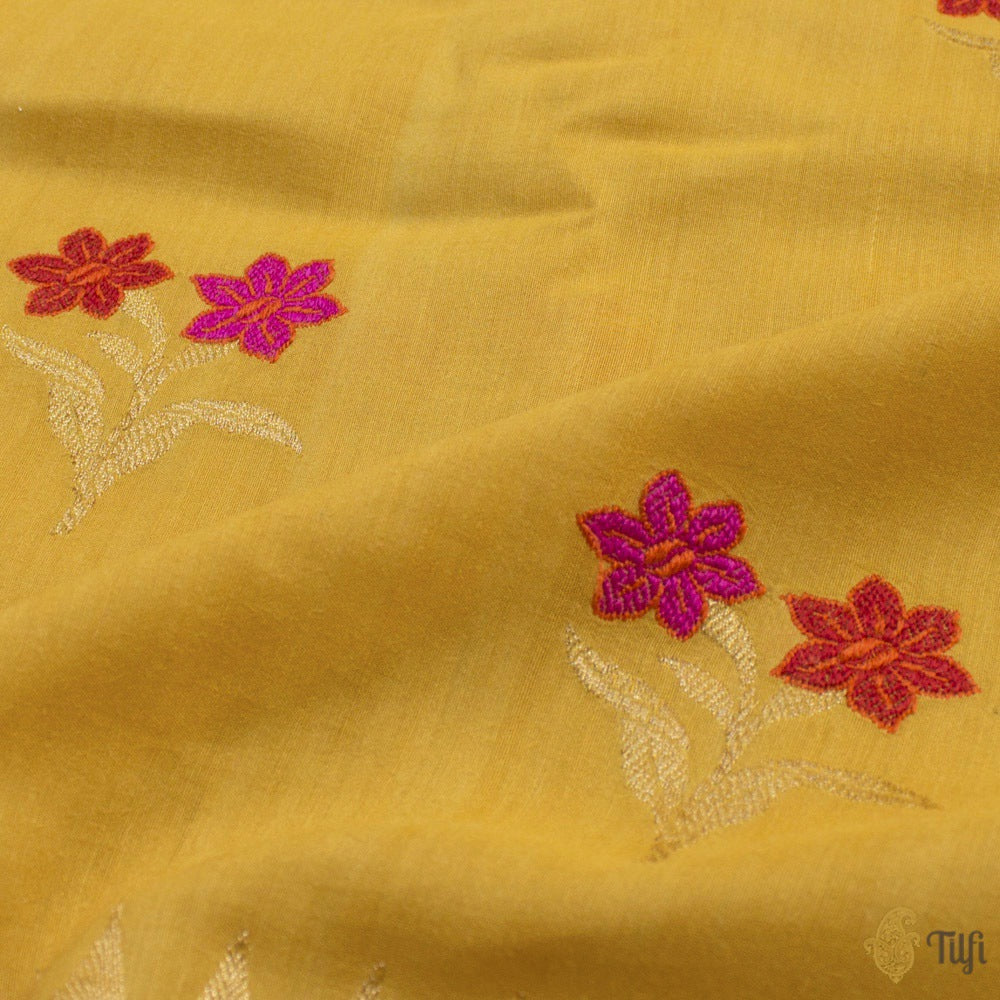 Yellow Pure Monga Silk Banarasi Handloom Saree