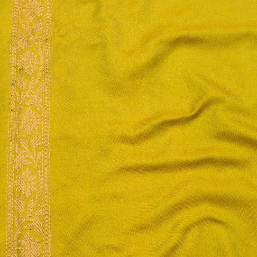 Yellow-Green Pure Katan Silk Ektara Banarasi Handloom Saree