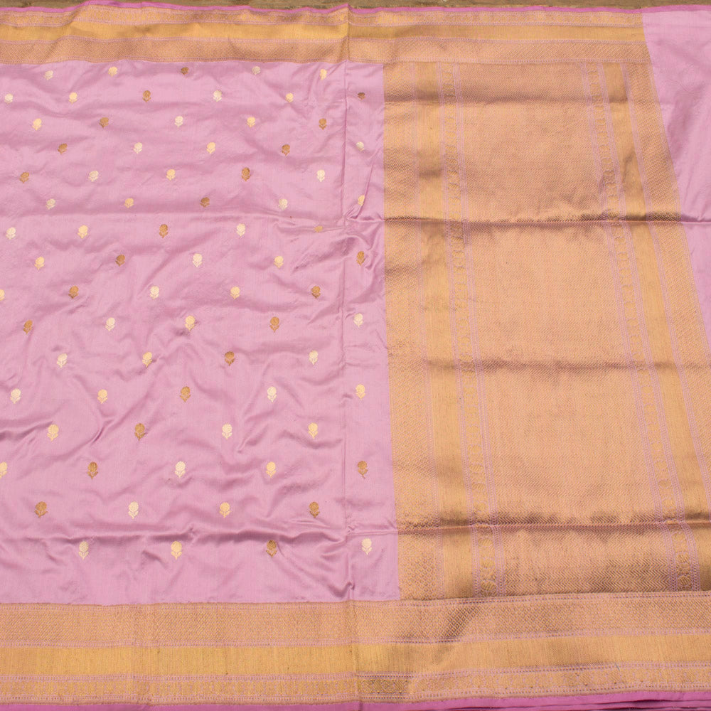 Lavender Pure Katan Silk Banarasi Handloom Saree