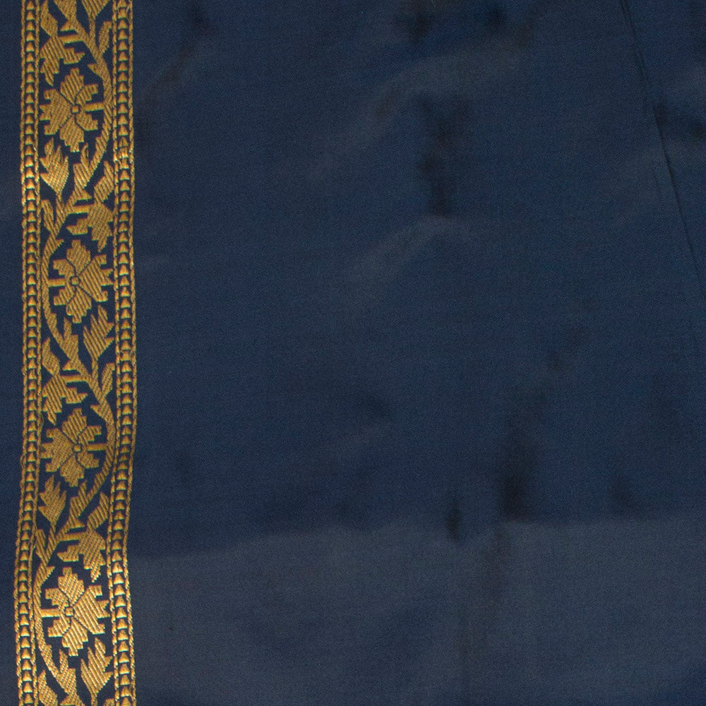 Navy Blue Pure Katan Silk Ektara Banarasi Handloom Saree