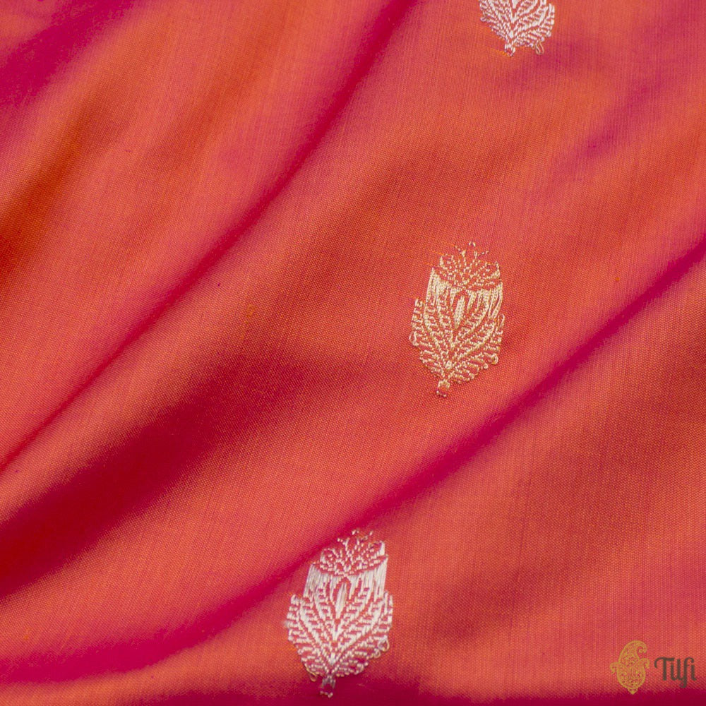 Rani Pink-Orange Pure Katan Silk Banarasi Handloom Saree
