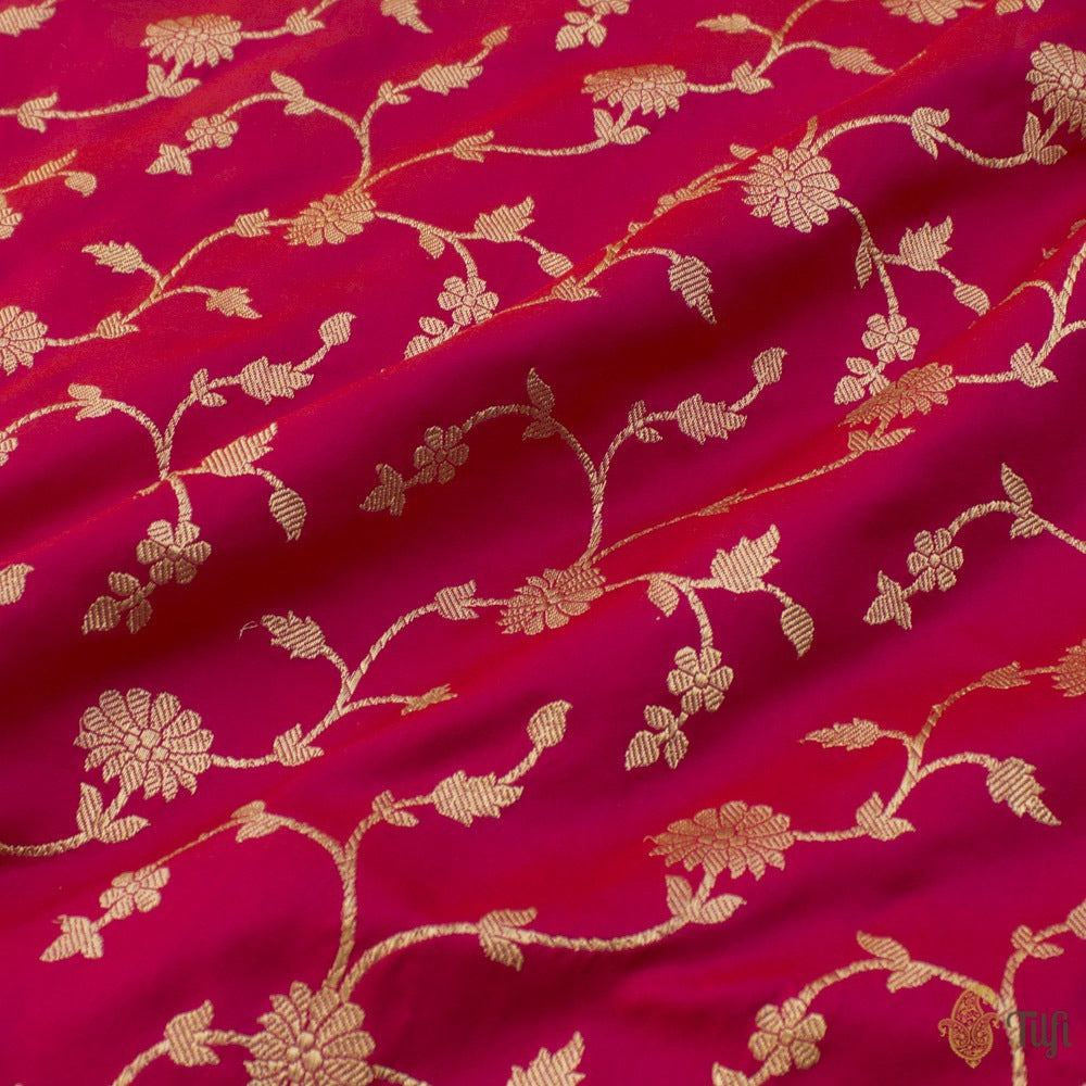 Red-Dark Pink Pure Katan Silk Banarasi Handloom Saree