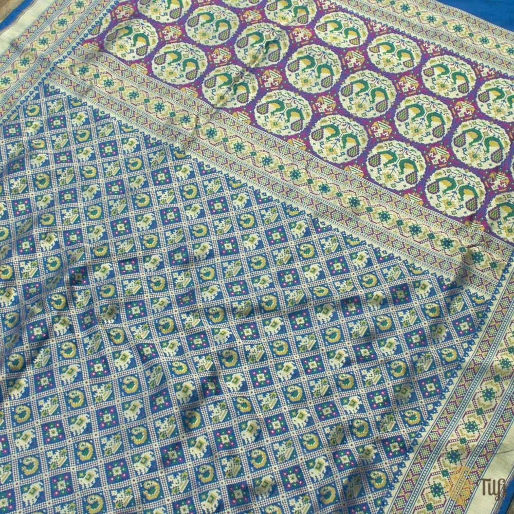 Blue Pure Katan Silk Banarasi Handloom Patola Saree