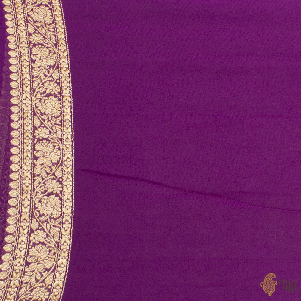 Lavender-Purple Ombré Pure Khaddi Georgette Banarasi Handloom Saree