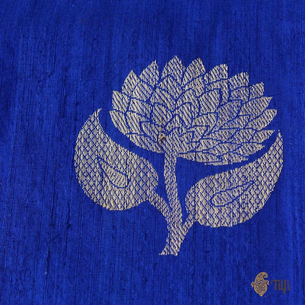 Blue Pure Tussar Silk Banarasi Handloom Saree