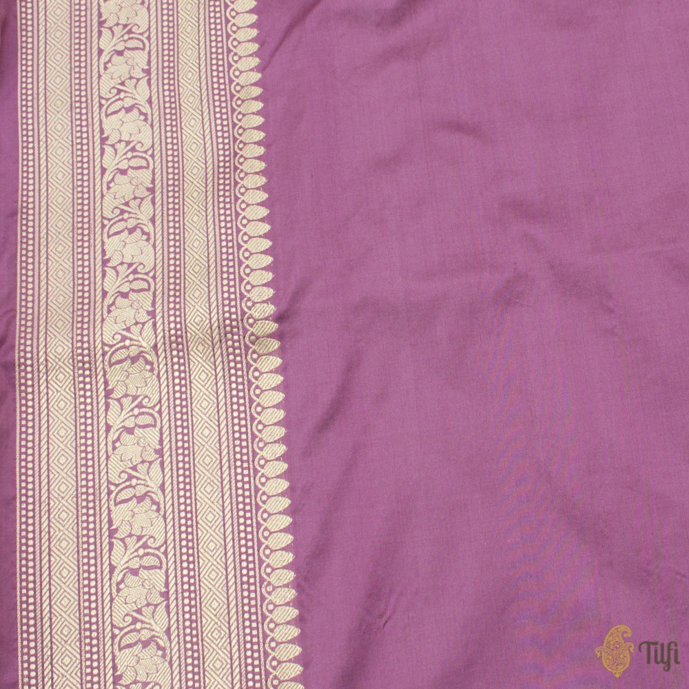 Grey-Pink Pure Katan Silk Banarasi Kadiyal Handloom Saree