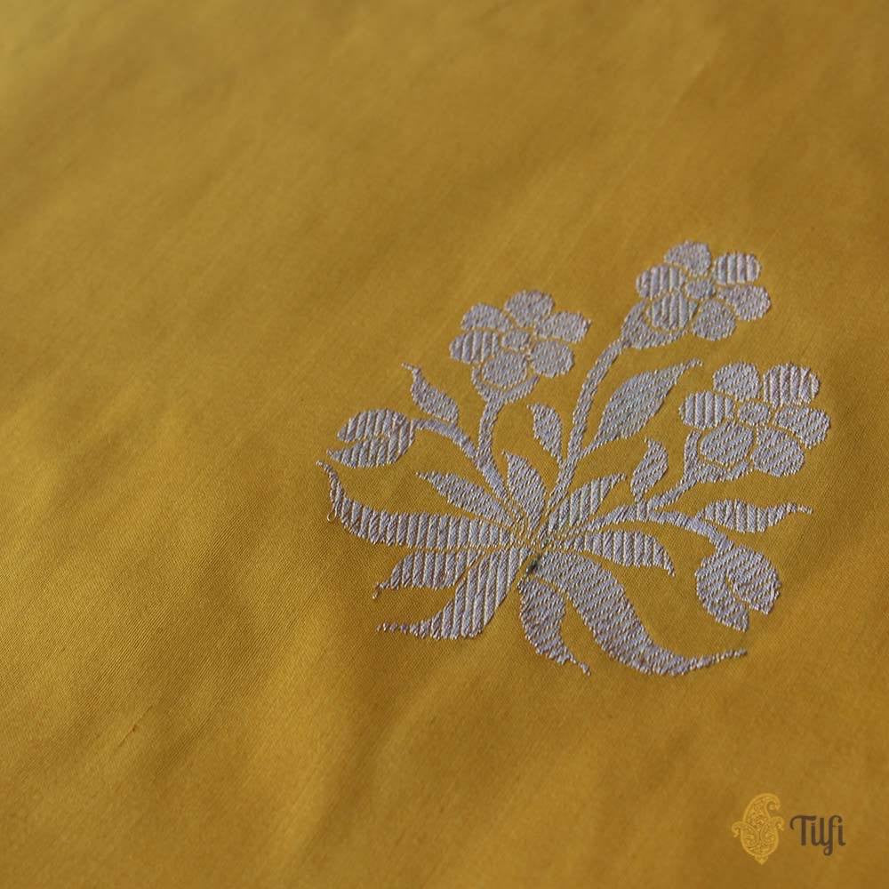 Yellow Pure Katan Silk Banarasi Kadiyal Handloom Saree