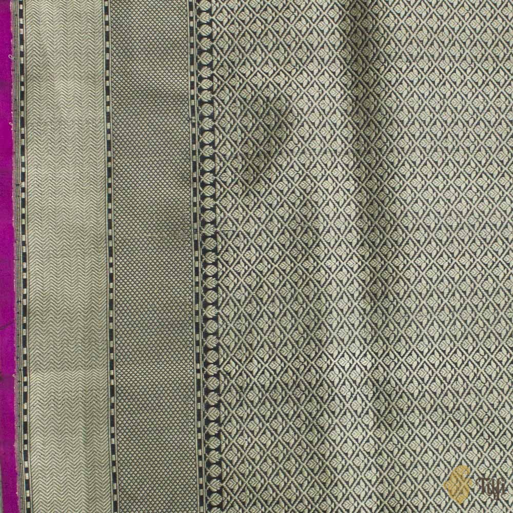 Magenta-Black Pure Katan Silk Banarasi Handloom Saree