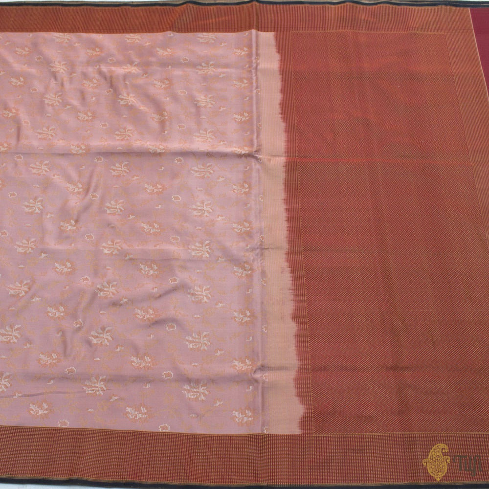 Old Rose Pink Pure Soft Satin Silk Banarasi Handloom Saree