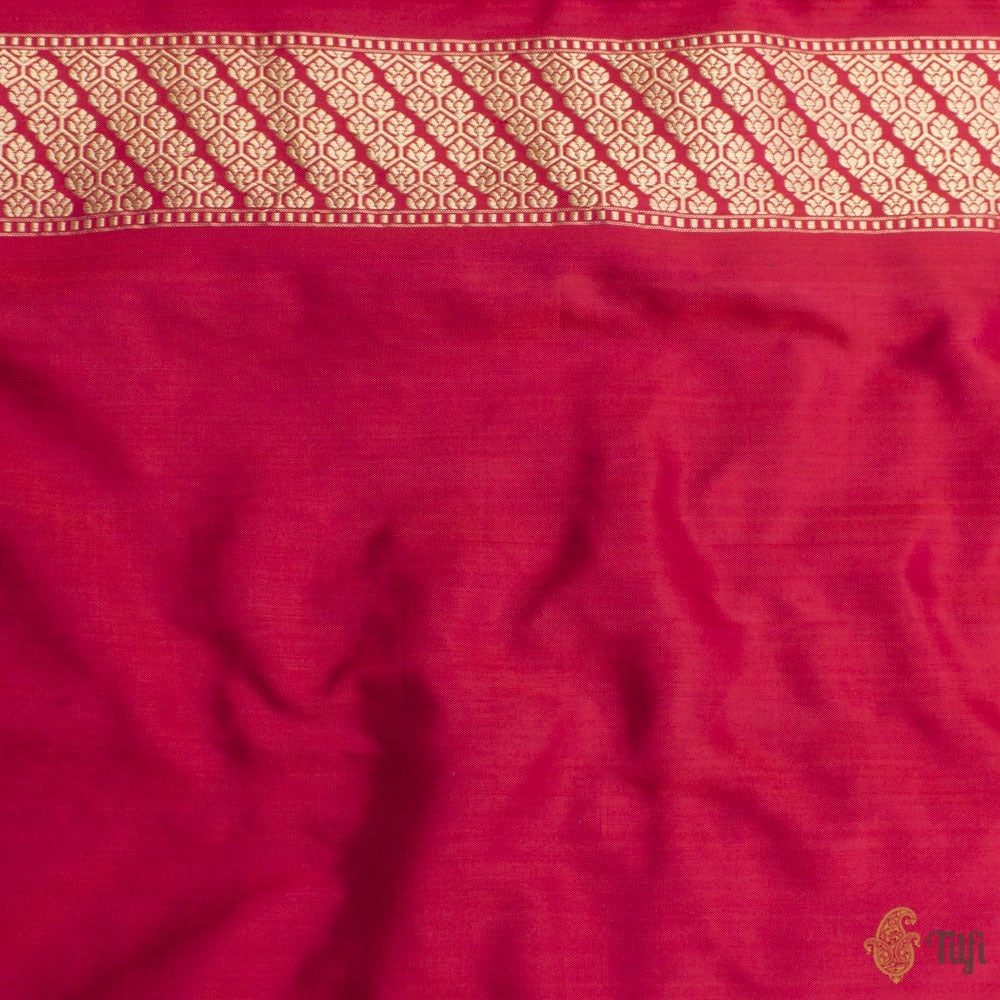 Rani Pink-Red Pure Katan Silk Ektara Banarasi Handloom Saree