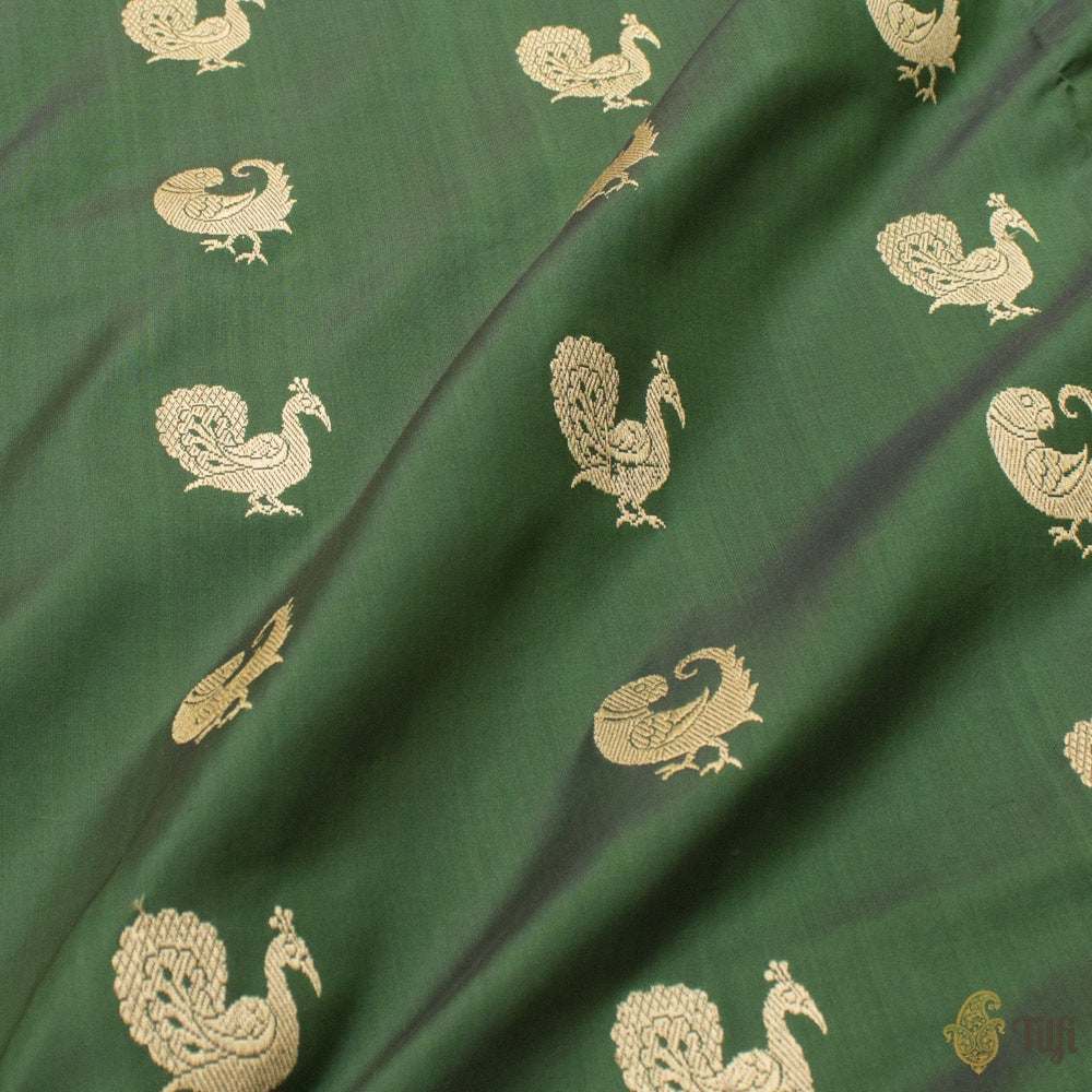 Black-Green Pure Katan Silk Banarasi Paithani Handloom Saree