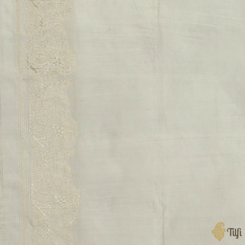 White Pure Katan Silk Banarasi Handloom Saree