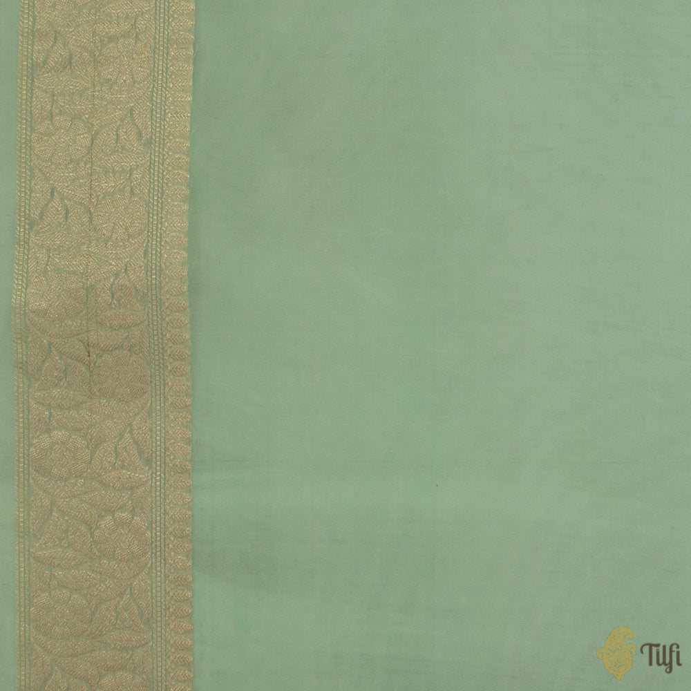 Aqua Green Pure Kora Silk Handwoven Banarasi Saree