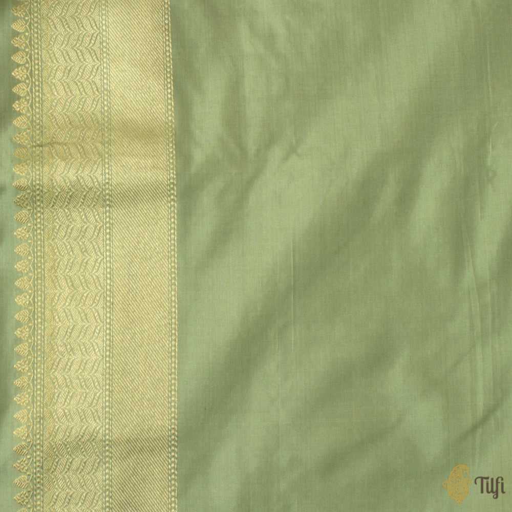 Sage Green Pure Katan Silk Banarasi Handloom Saree