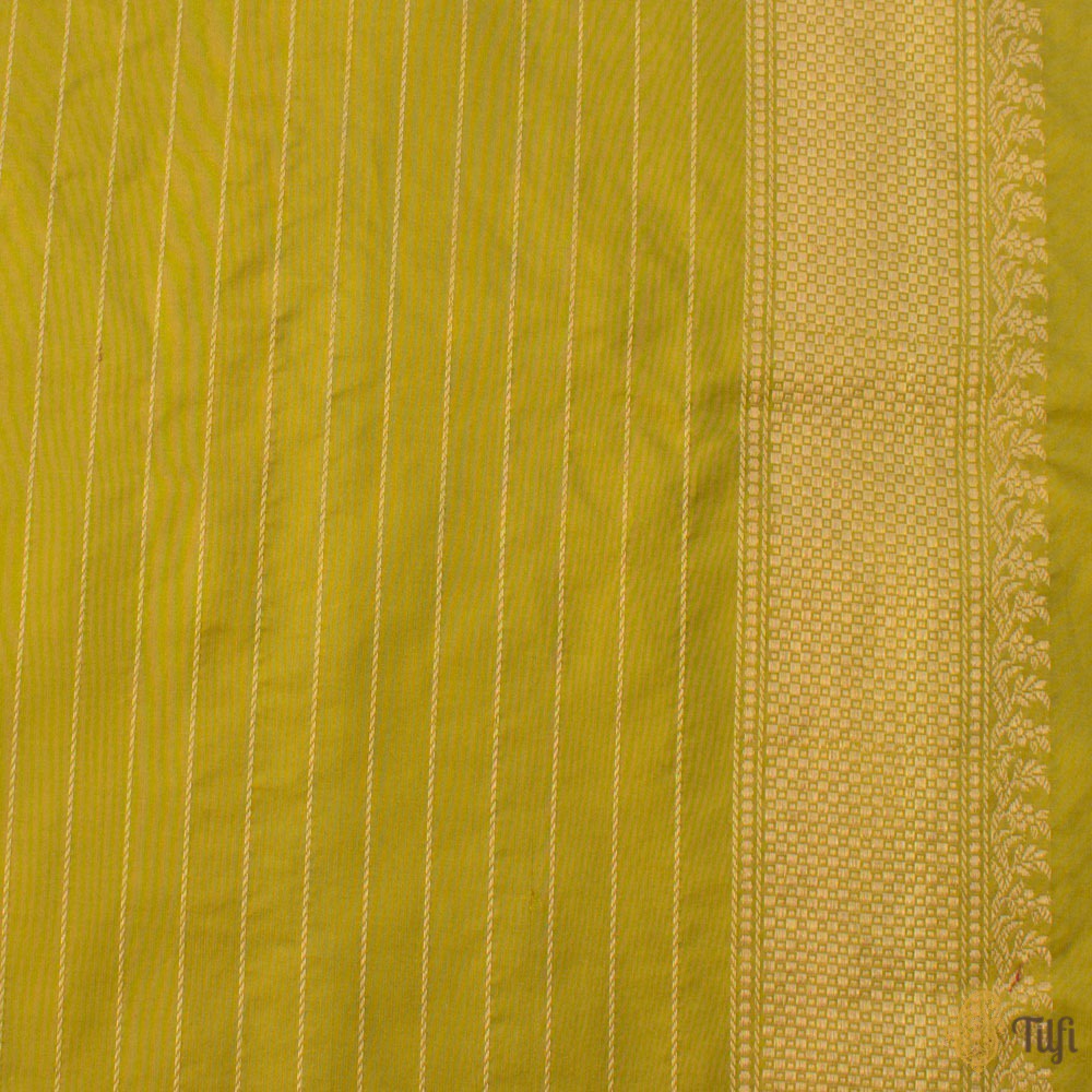 Chartreuse Green Pure Katan Silk Banarasi Handloom Saree