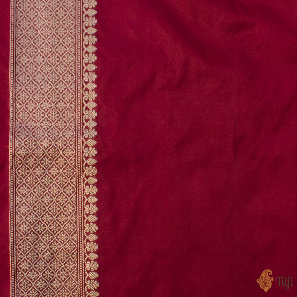 Burgundy Pure Katan Silk Handloom Banarasi Saree