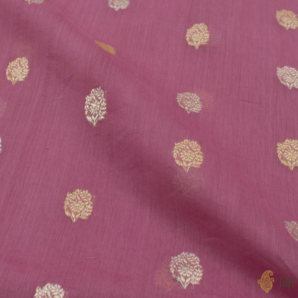 Pink Pure Kora Silk by Cotton Banarasi Handloom Saree