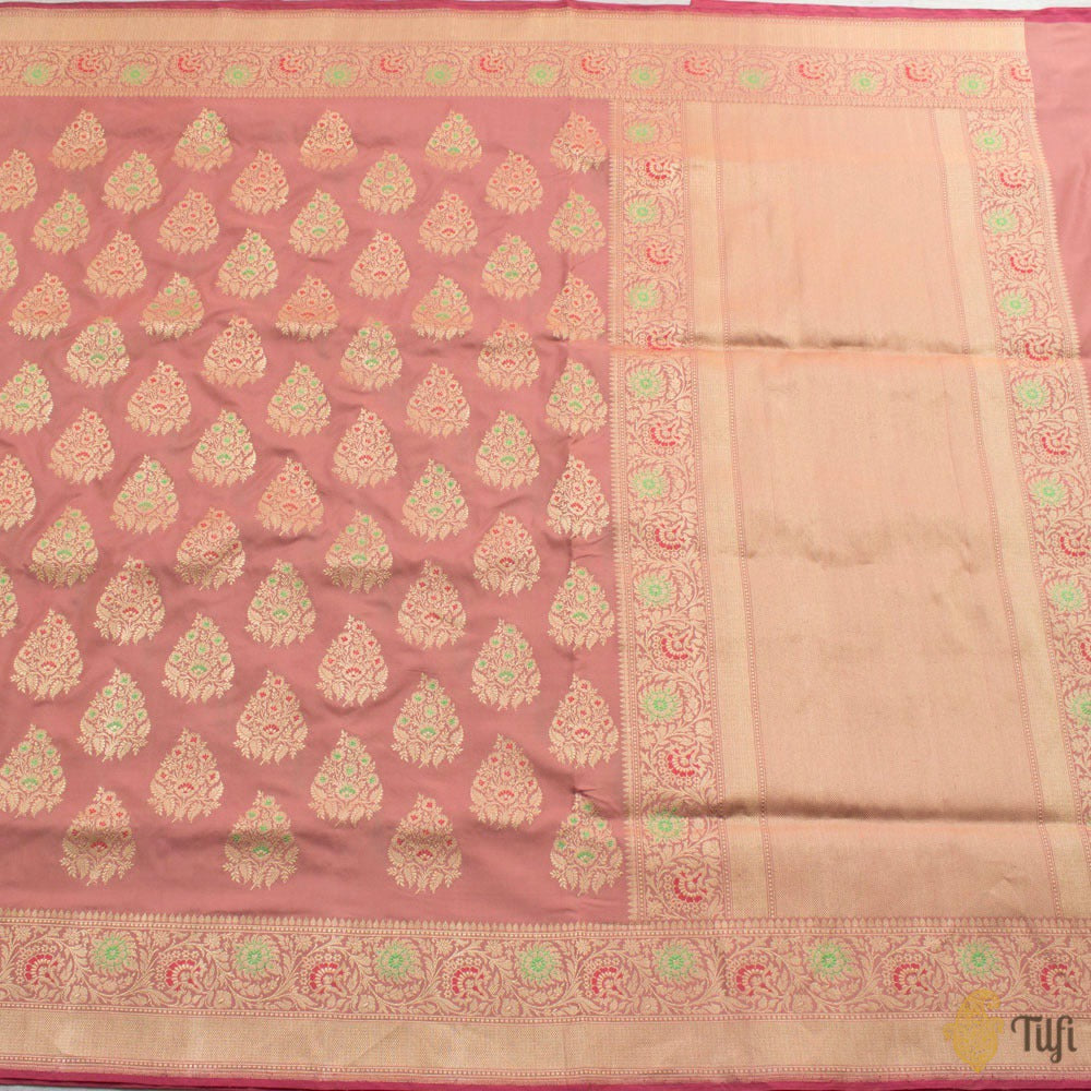 Old Rose Pink Pure Katan Silk Banarasi Handloom Saree