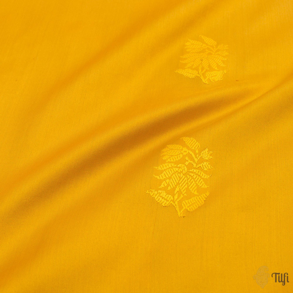 Yellow-Blue Pure Katan Silk Banarasi Handloom Saree