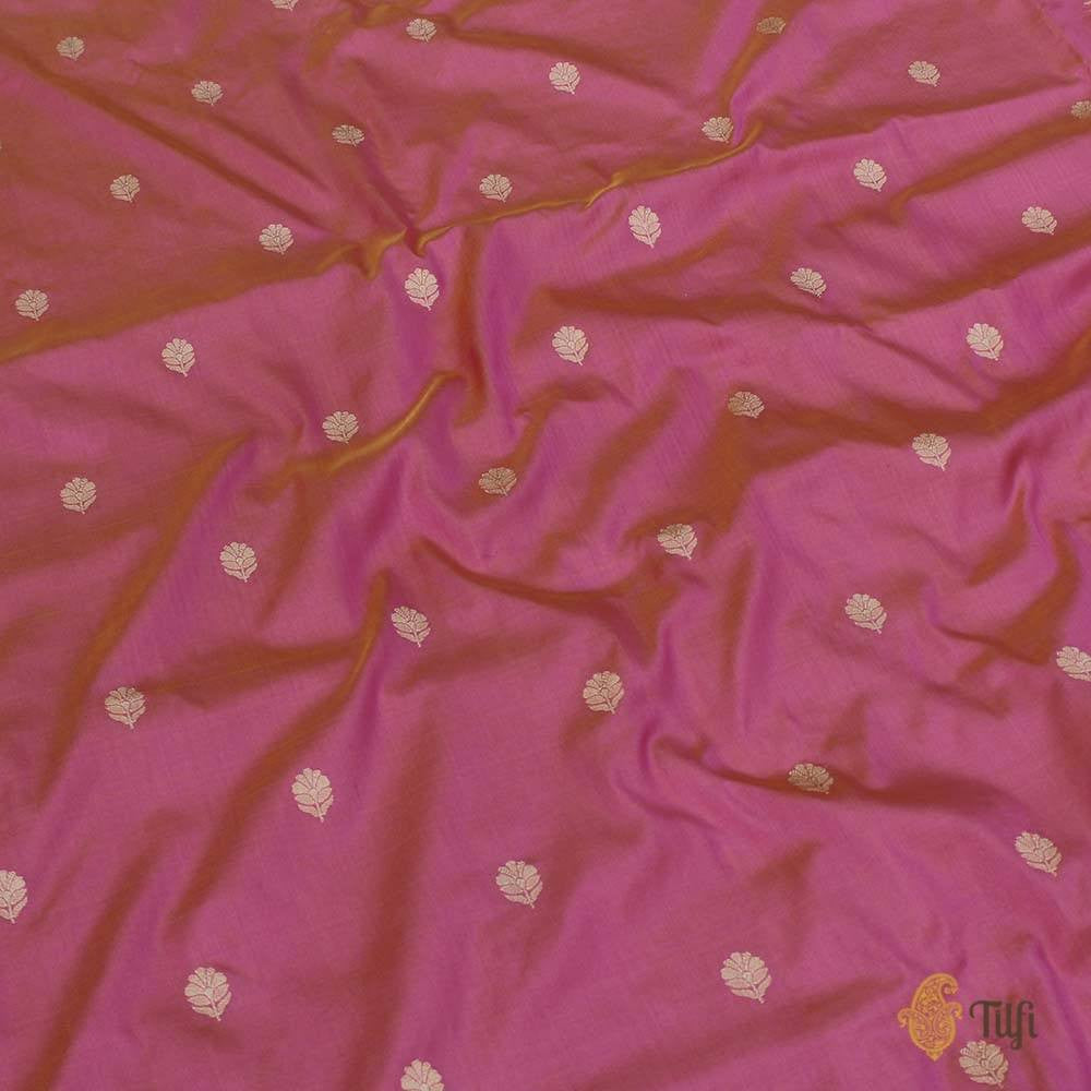 Yellow-Pink Pure Katan Silk Banarasi Handloom Saree