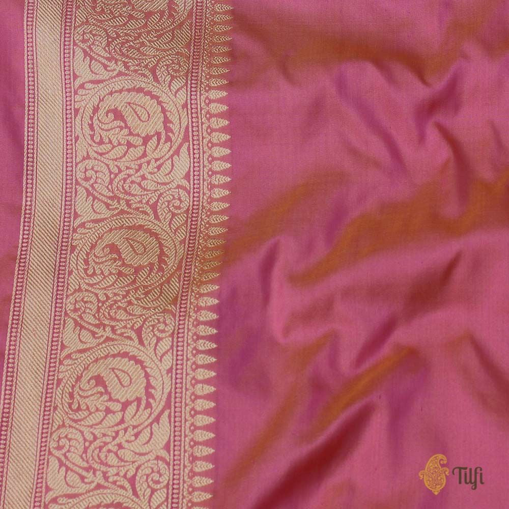 Yellow-Pink Pure Katan Silk Banarasi Handloom Saree
