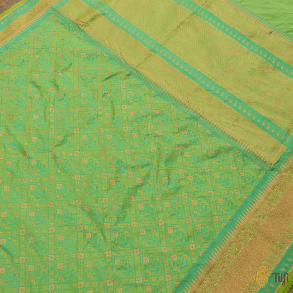 Green Pure Katan Silk Banarasi Handloom Patola Saree