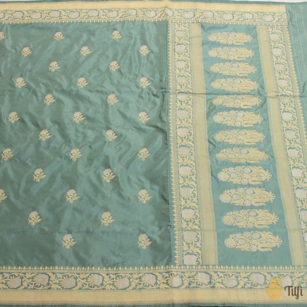 Blue Pure Katan Silk Banarasi Handloom Saree