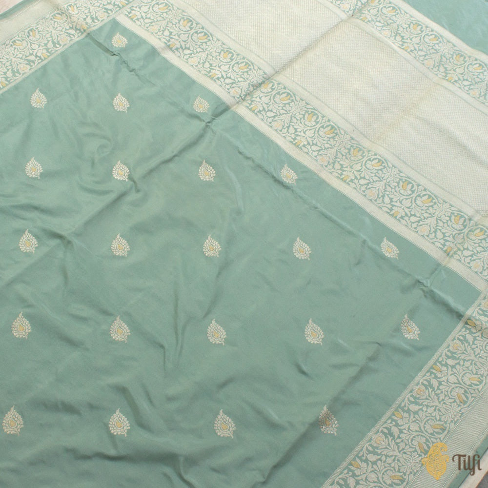 Blue Pure Katan Silk Handloom Banarasi Saree