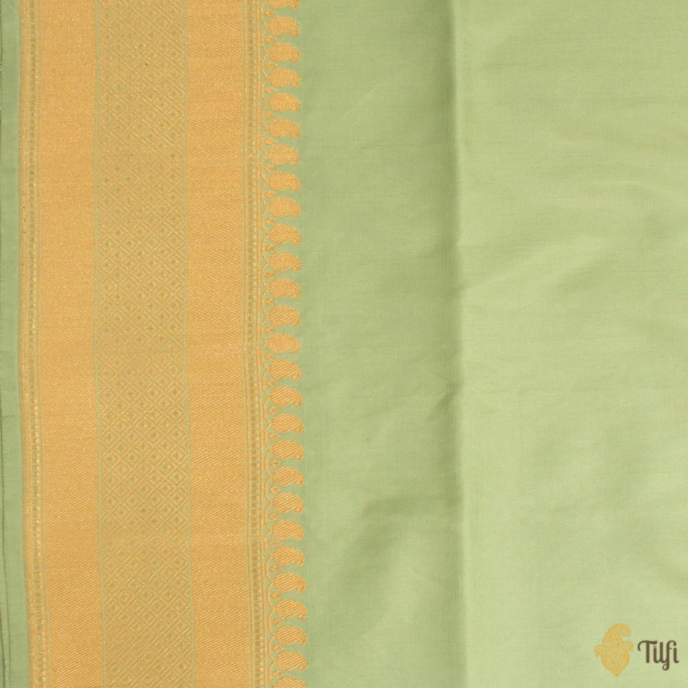 Light Green Pure Katan Silk Banarasi Handloom Saree